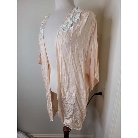 VTG 90s Victorias Secret Silk Kimono Embroidered OS Retro Y2K SEXY baby doll - Picture 1 of 6
